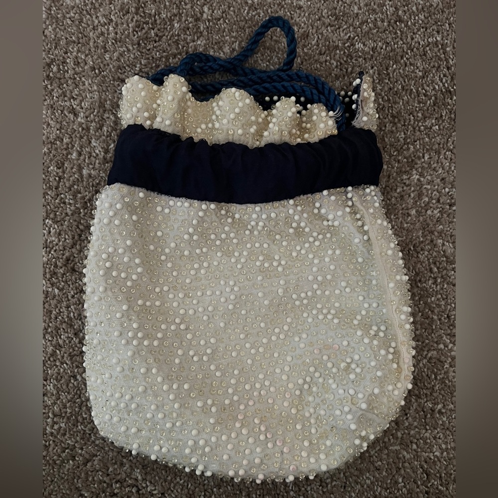 Vintage Beaded Reversible Drawstring Handbag - Picture 3 of 14